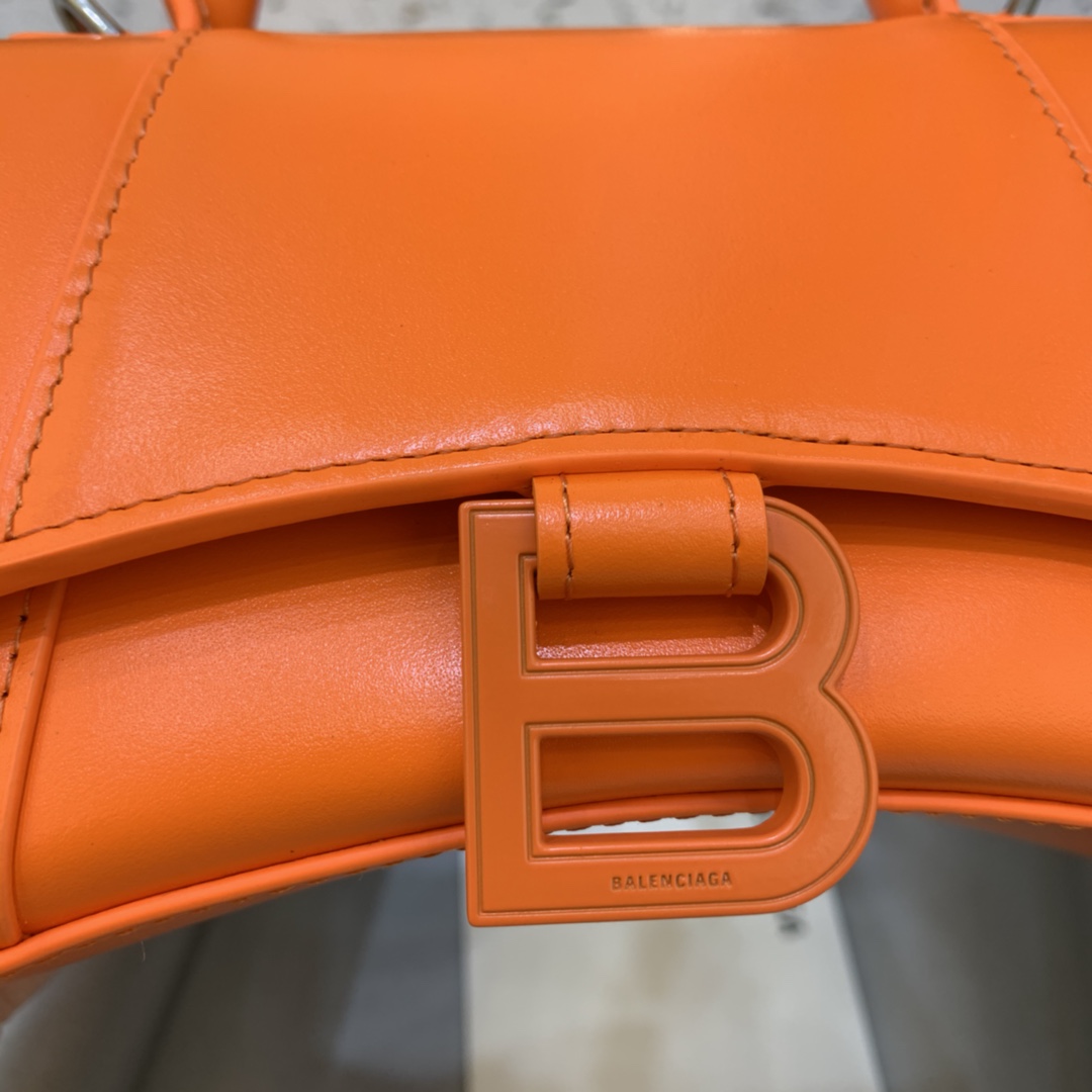 Balenciaga Hourglass 19cm Chain Bag in Calfskin Leather Orange