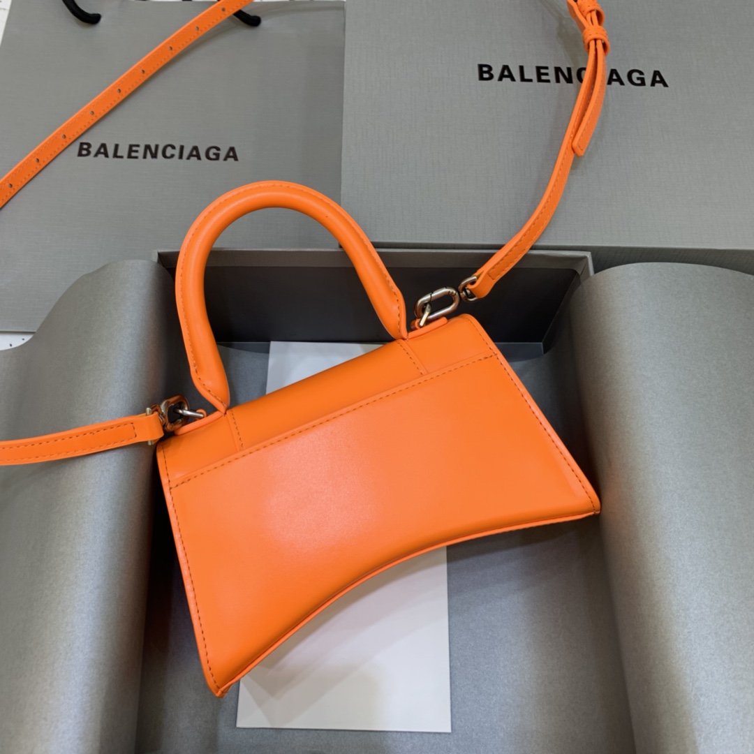 Balenciaga Hourglass 19cm Chain Bag in Calfskin Leather Orange