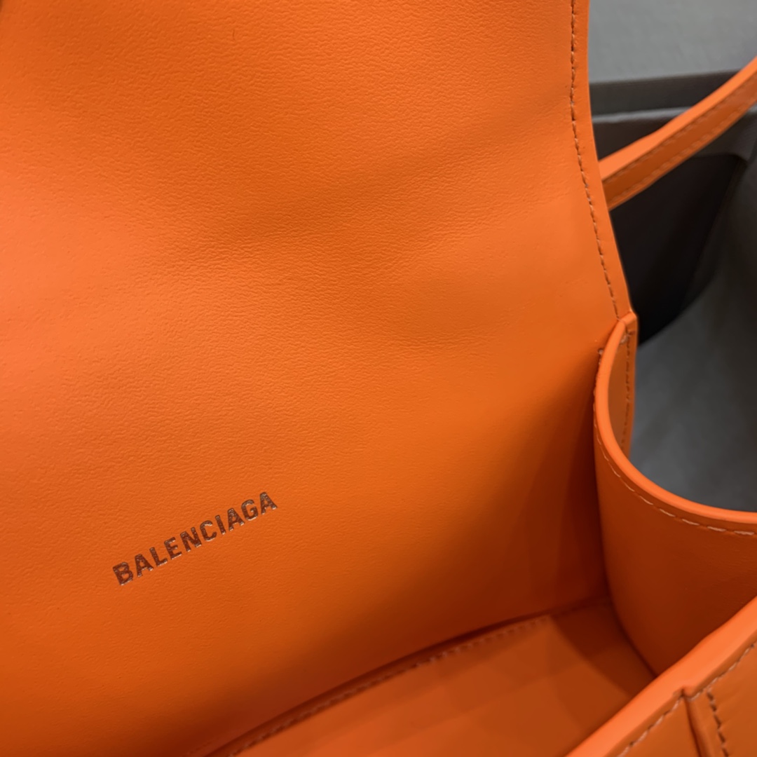 Balenciaga Hourglass 19cm Chain Bag in Calfskin Leather Orange