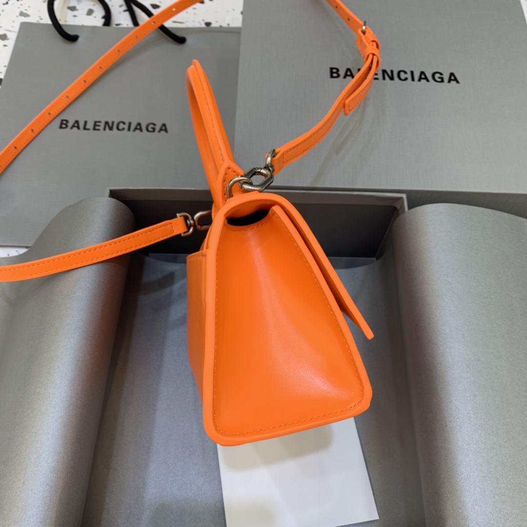 Balenciaga Hourglass 19cm Chain Bag in Calfskin Leather Orange