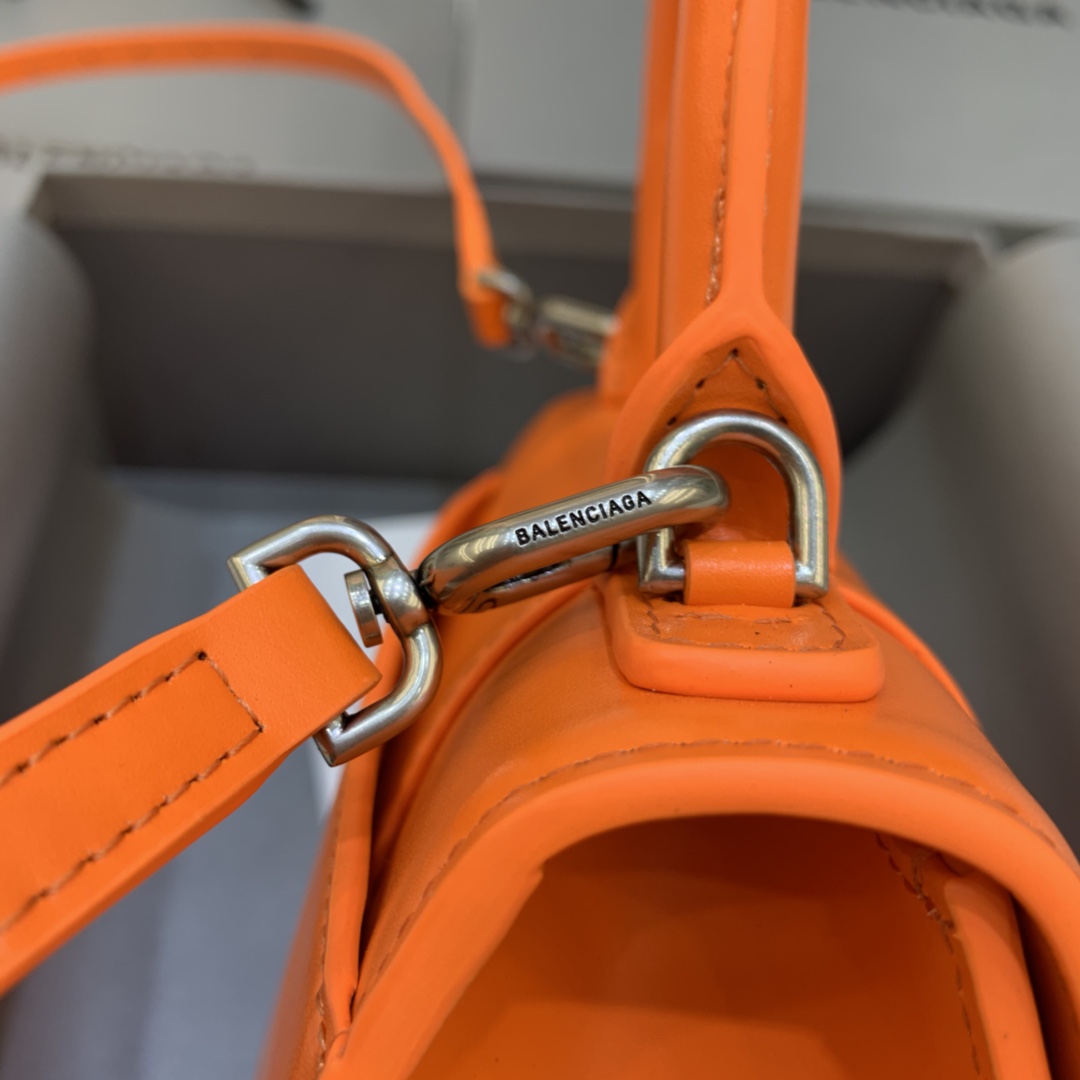 Balenciaga Hourglass 19cm Chain Bag in Calfskin Leather Orange