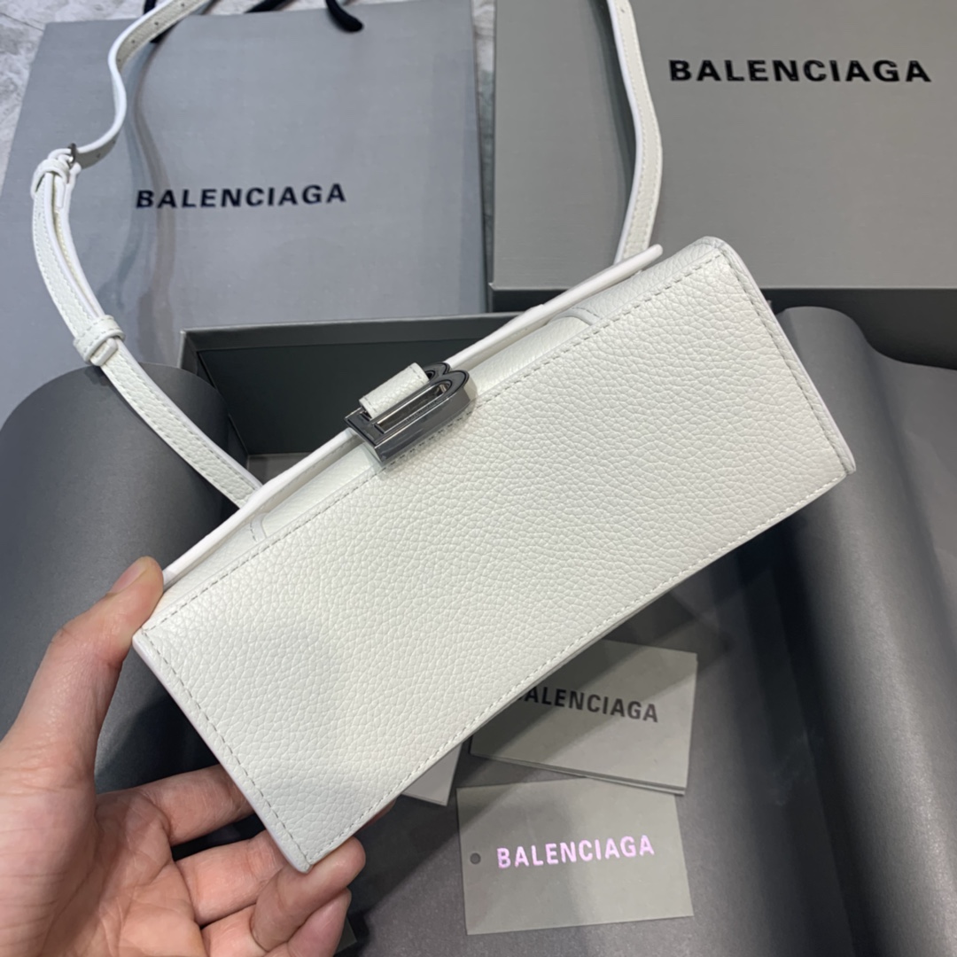 Balenciaga Hourglass 19cm Chain Bag in Calfskin Leather White