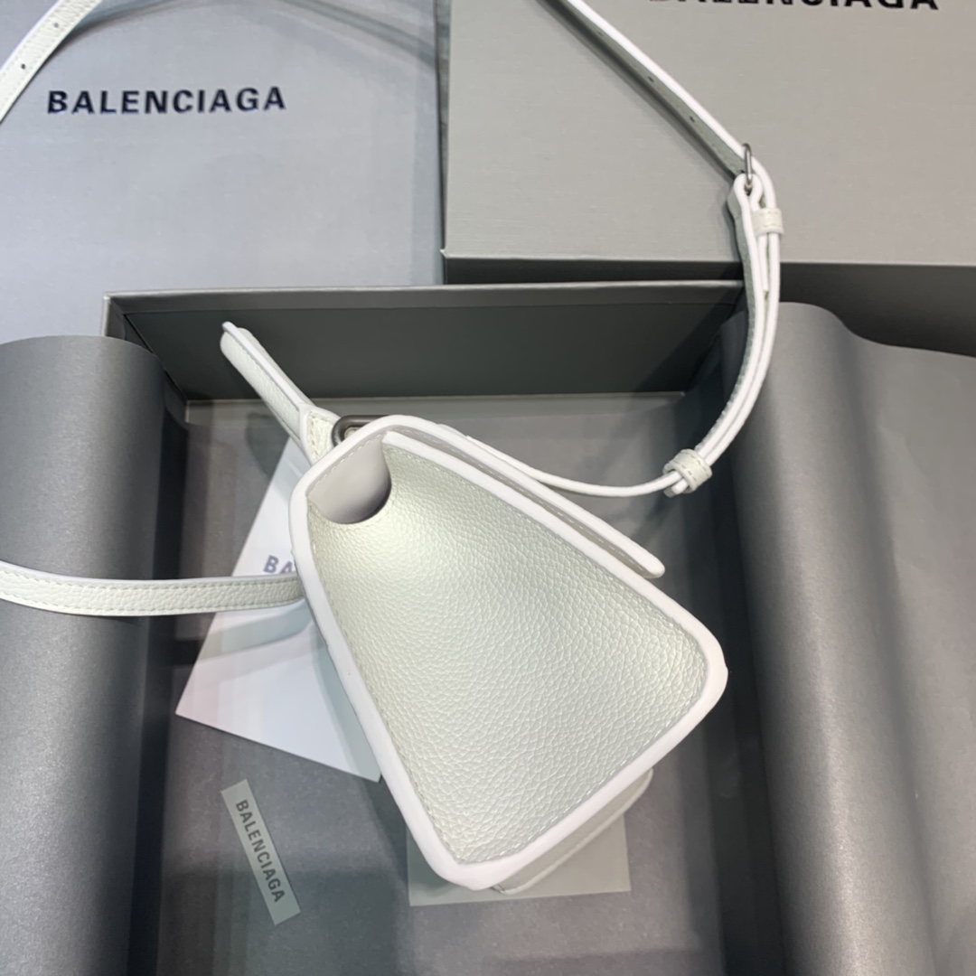 Balenciaga Hourglass 19cm Chain Bag in Calfskin Leather White