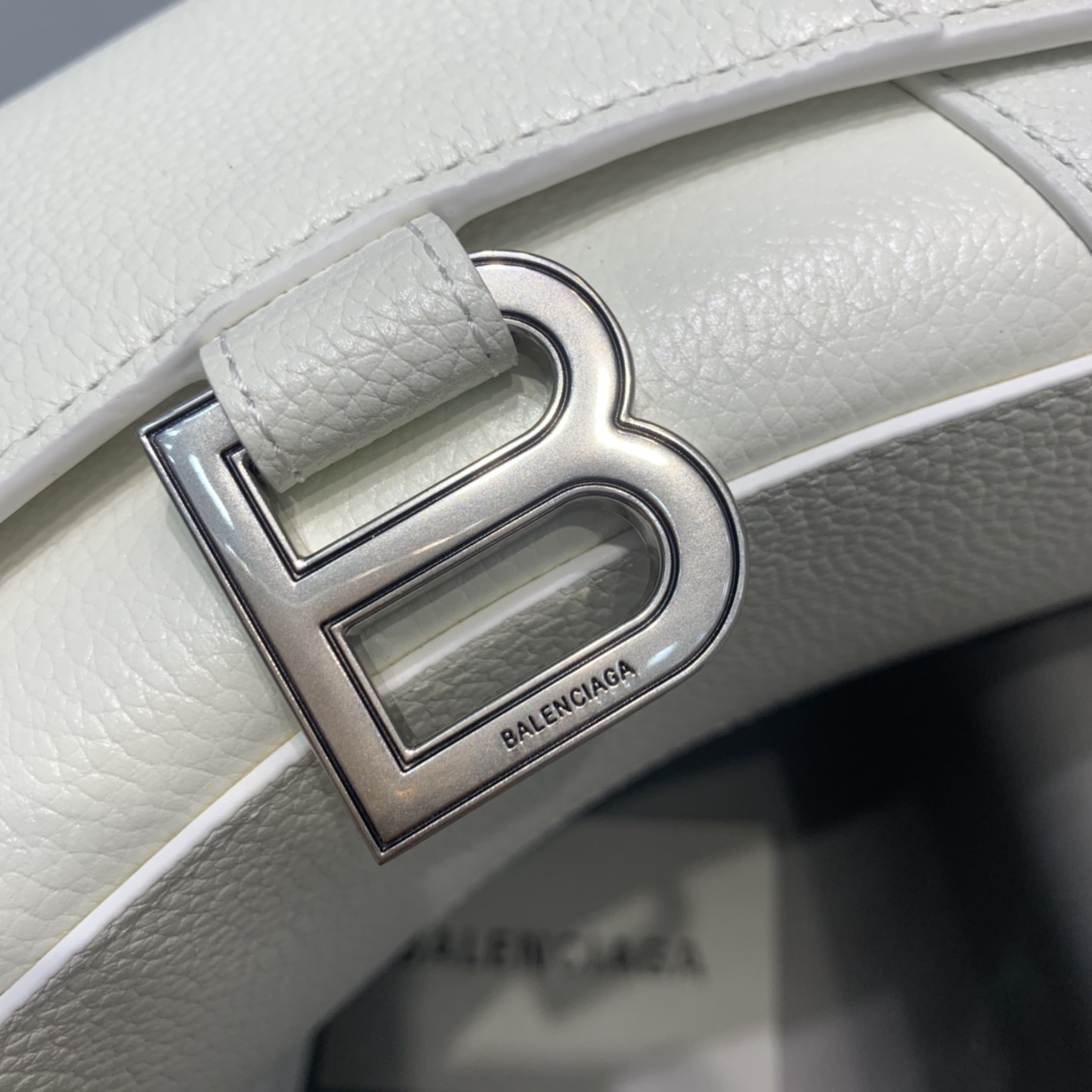 Balenciaga Hourglass 19cm Chain Bag in Calfskin Leather White