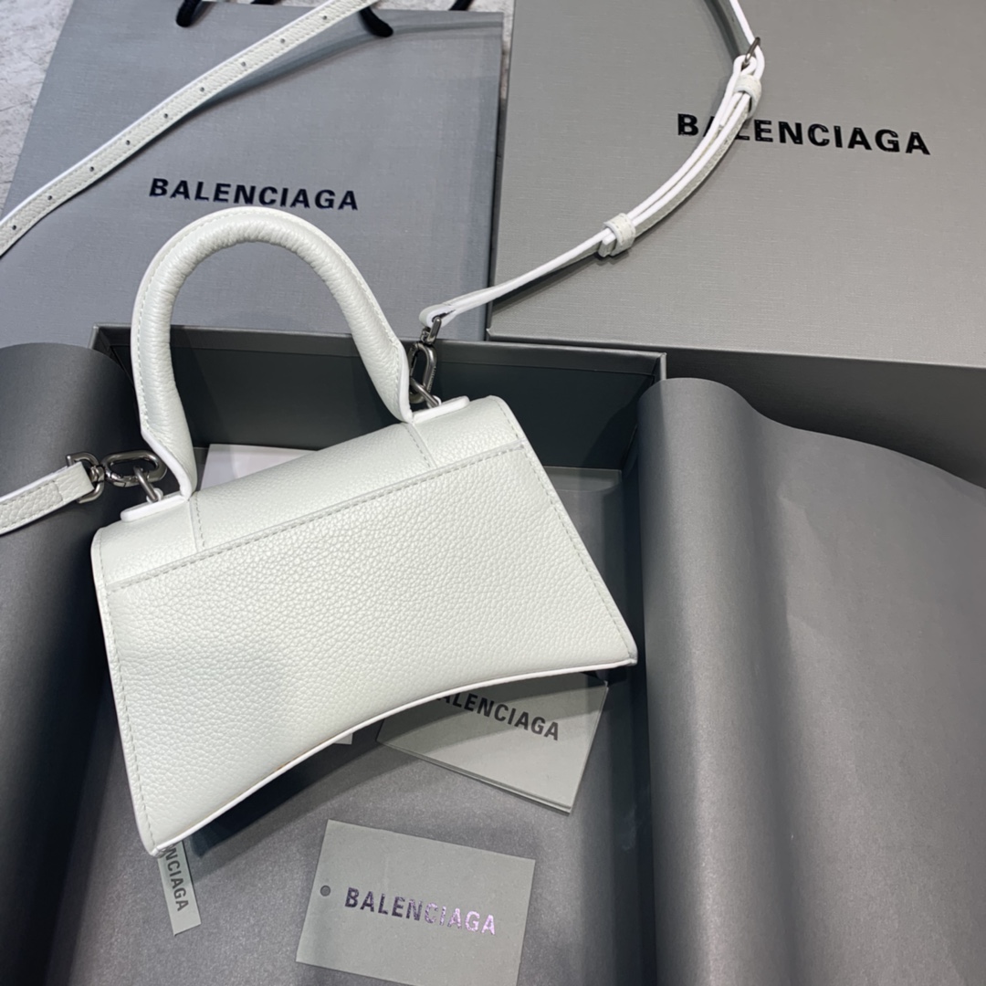 Balenciaga Hourglass 19cm Chain Bag in Calfskin Leather White