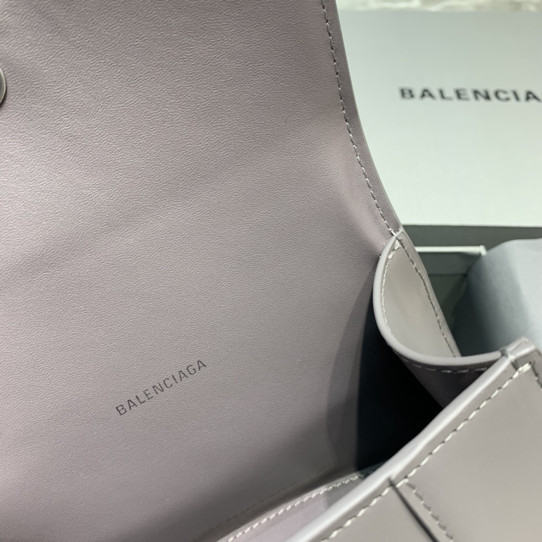 Balenciaga Hourglass 19cm Chain Bag in Shiny Box Calfskin Gray