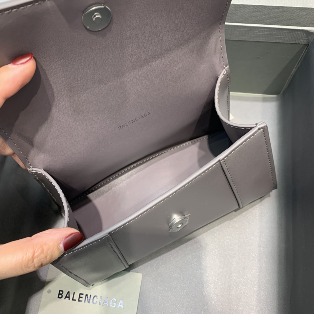 Balenciaga Hourglass 19cm Chain Bag in Shiny Box Calfskin Gray