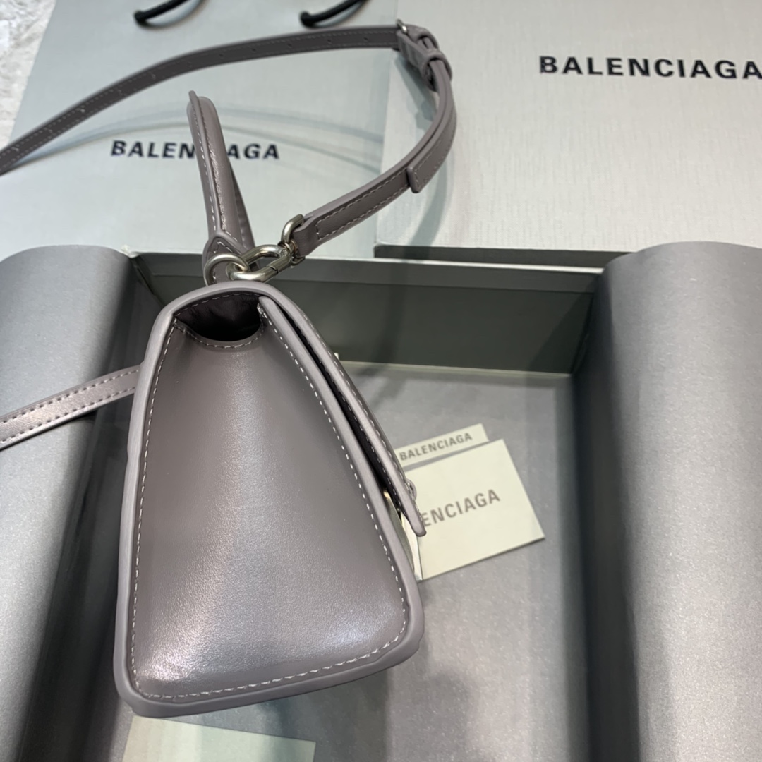 Balenciaga Hourglass 19cm Chain Bag in Shiny Box Calfskin Gray