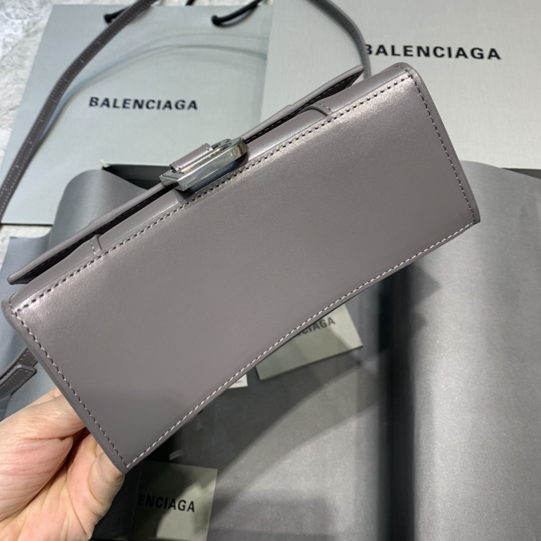 Balenciaga Hourglass 19cm Chain Bag in Shiny Box Calfskin Gray