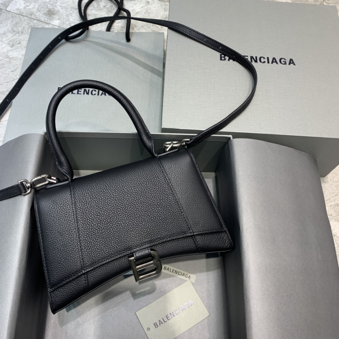 Balenciaga Hourglass 23cm Chain Bag in Calfskin Leather Black