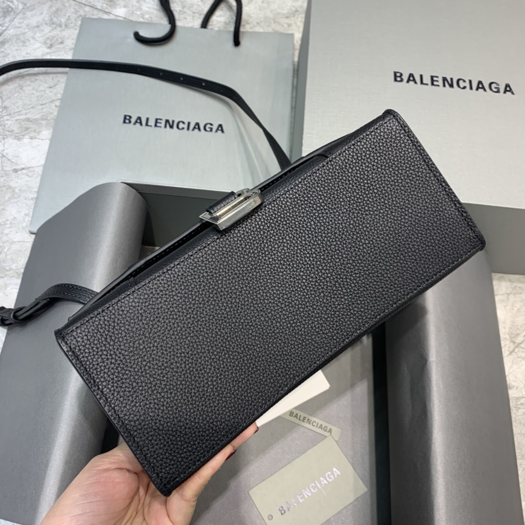 Balenciaga Hourglass 23cm Chain Bag in Calfskin Leather Black