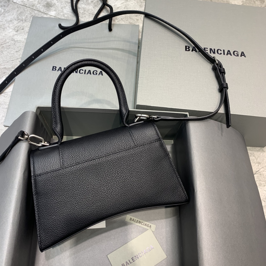 Balenciaga Hourglass 23cm Chain Bag in Calfskin Leather Black