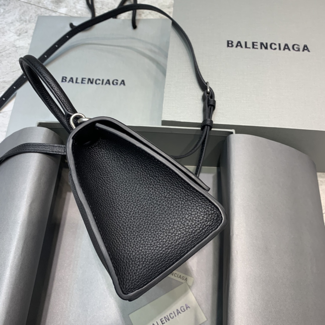 Balenciaga Hourglass 23cm Chain Bag in Calfskin Leather Black