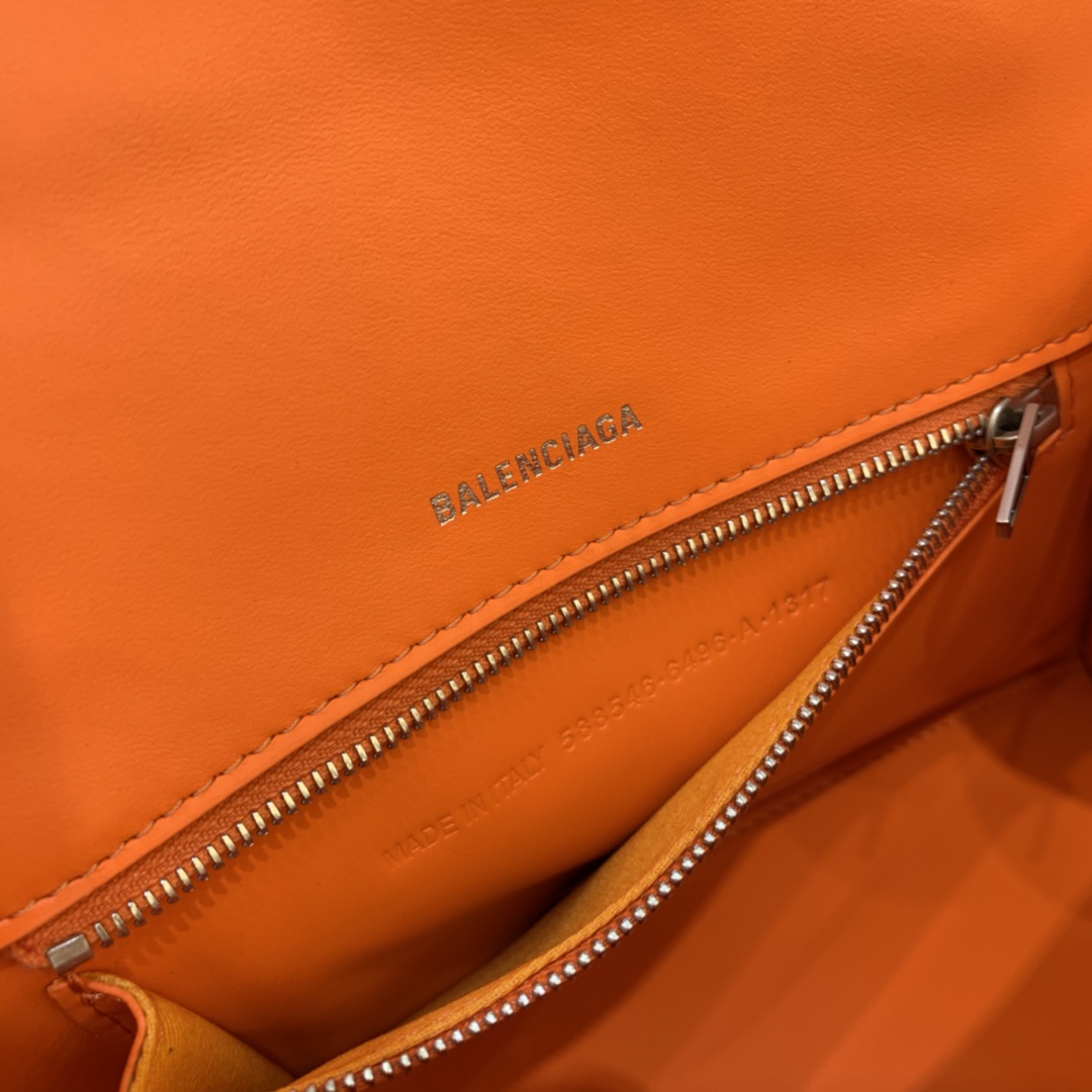 Balenciaga Hourglass 23cm Chain Bag in Calfskin Leather Orange