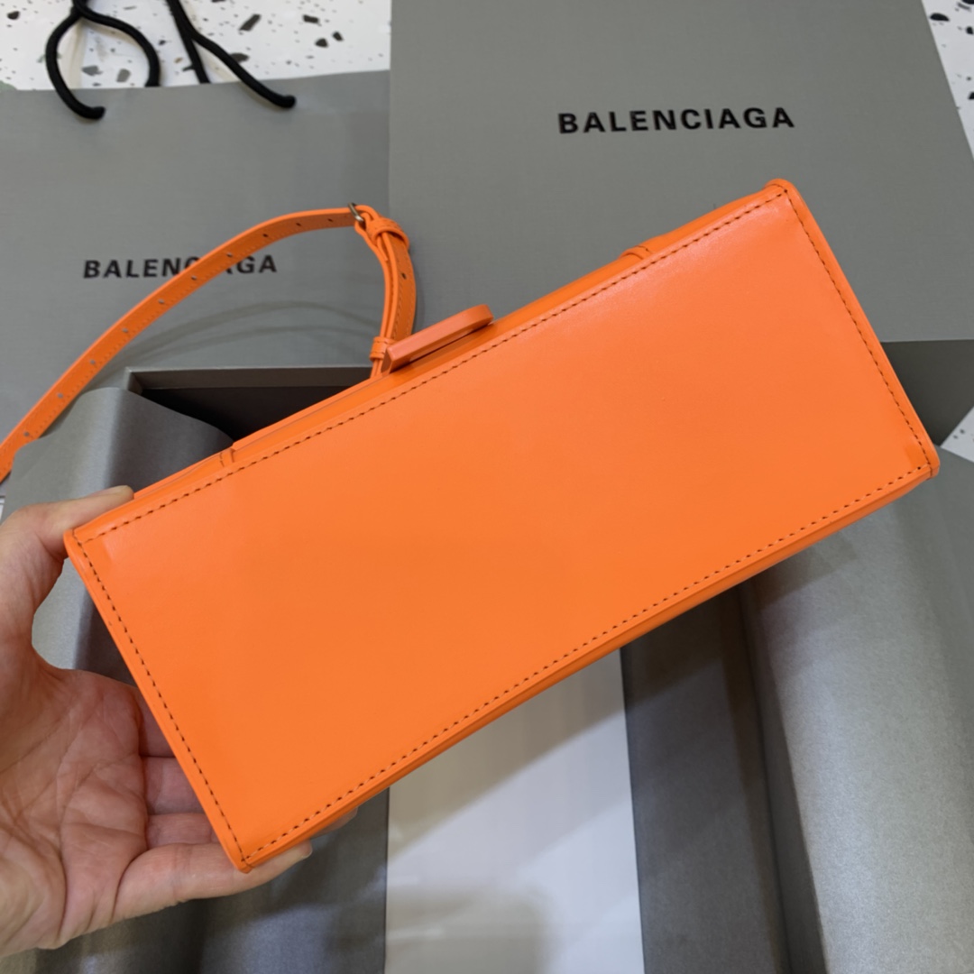 Balenciaga Hourglass 23cm Chain Bag in Calfskin Leather Orange