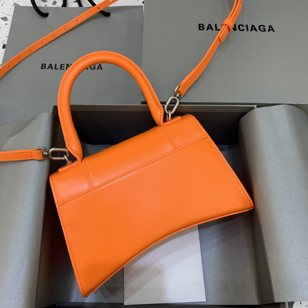 Balenciaga Hourglass 23cm Chain Bag in Calfskin Leather Orange