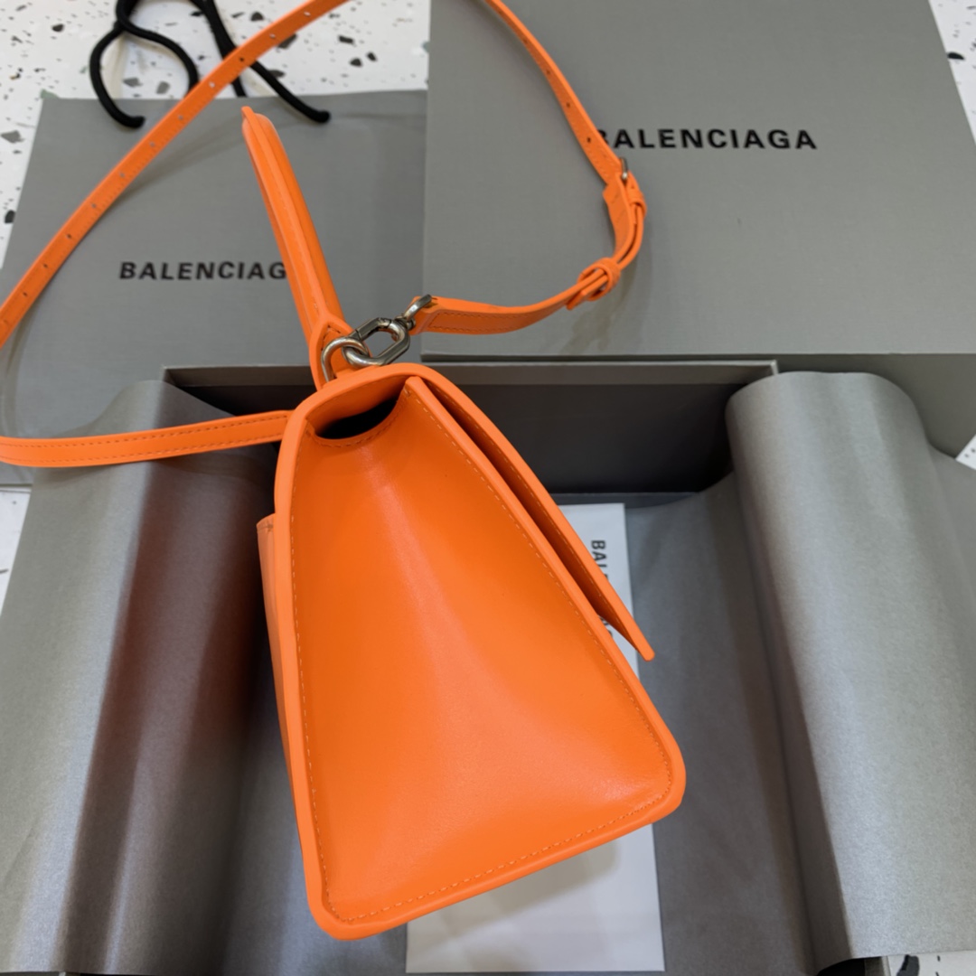 Balenciaga Hourglass 23cm Chain Bag in Calfskin Leather Orange