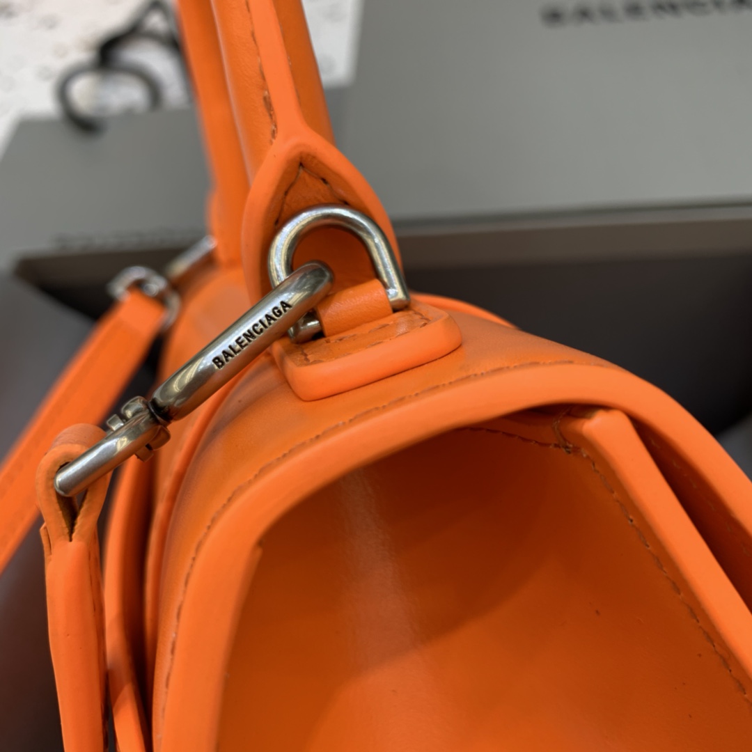 Balenciaga Hourglass 23cm Chain Bag in Calfskin Leather Orange