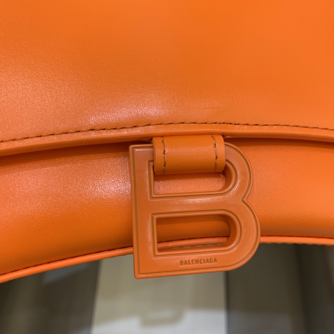 Balenciaga Hourglass 23cm Chain Bag in Calfskin Leather Orange