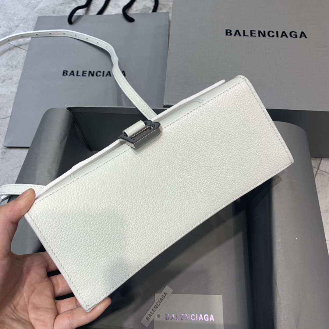 Balenciaga Hourglass 23cm Chain Bag in Calfskin Leather White