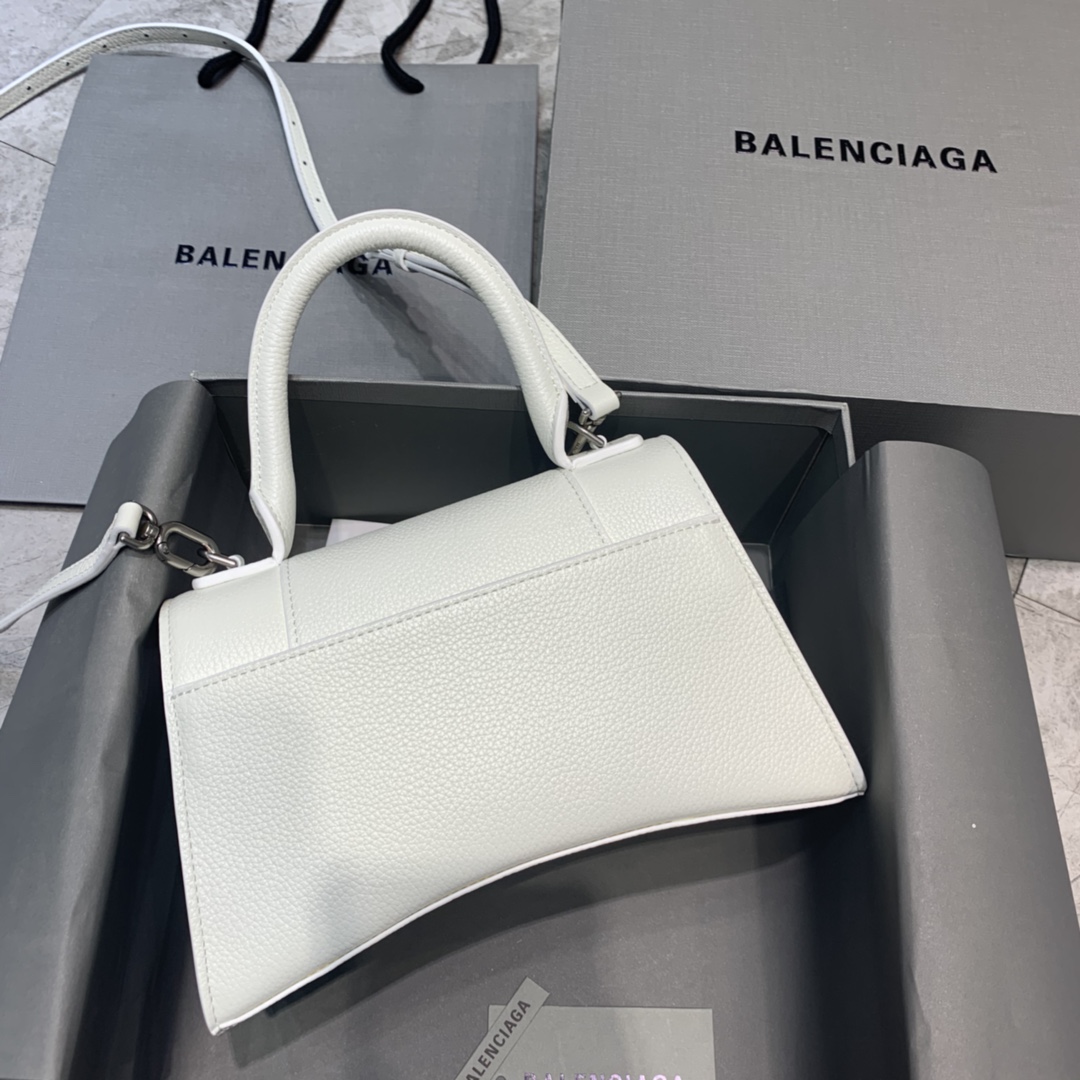 Balenciaga Hourglass 23cm Chain Bag in Calfskin Leather White