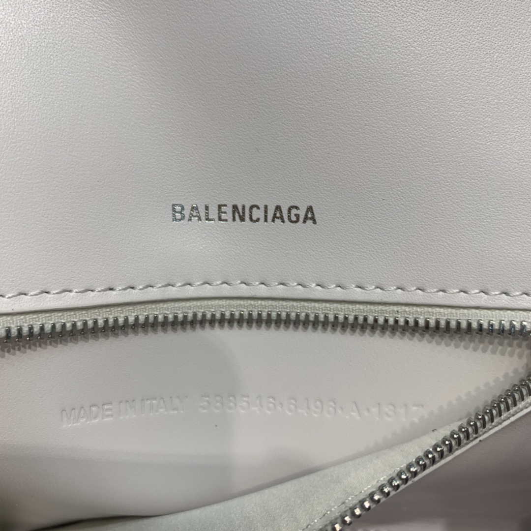 Balenciaga Hourglass 23cm Chain Bag in Calfskin Leather White