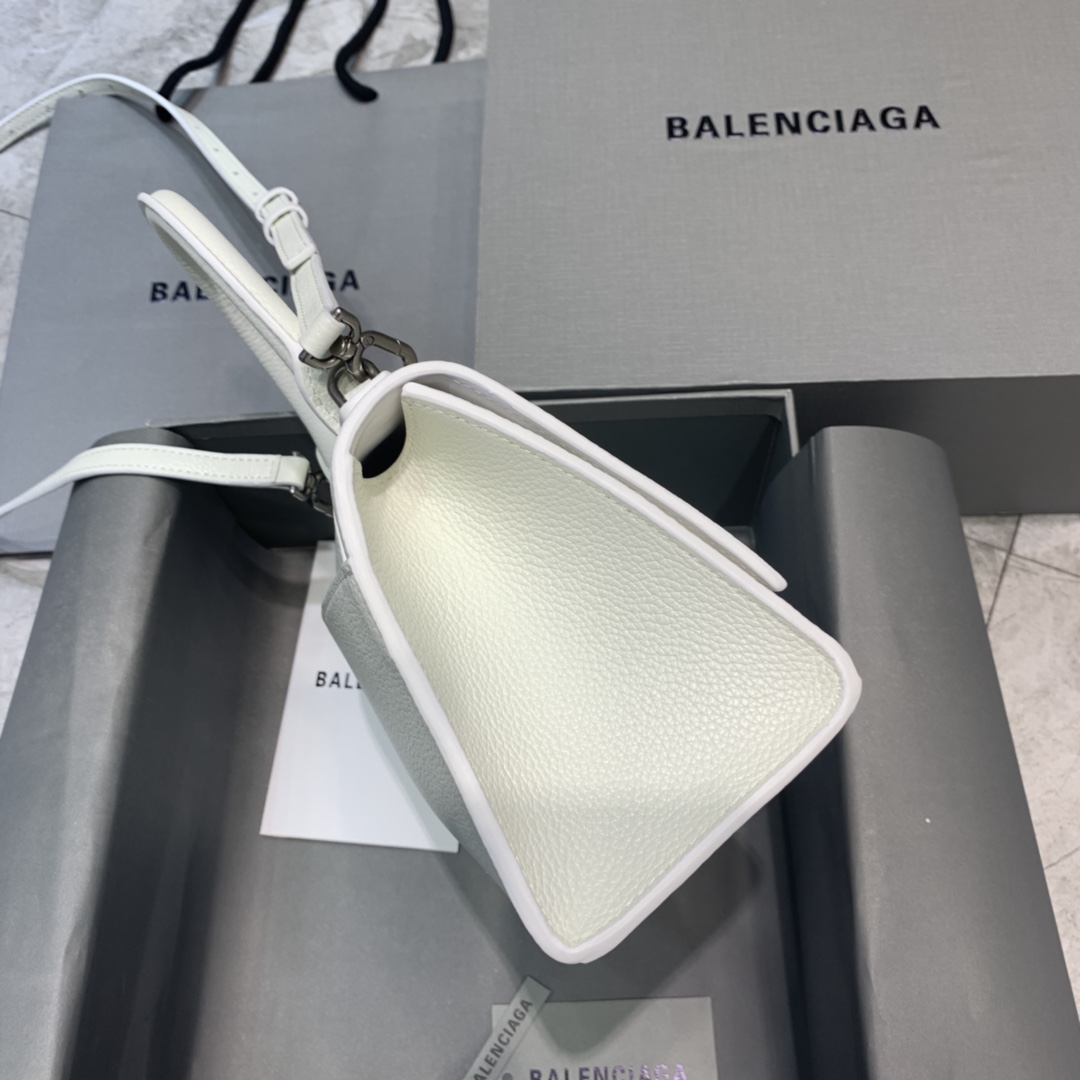 Balenciaga Hourglass 23cm Chain Bag in Calfskin Leather White