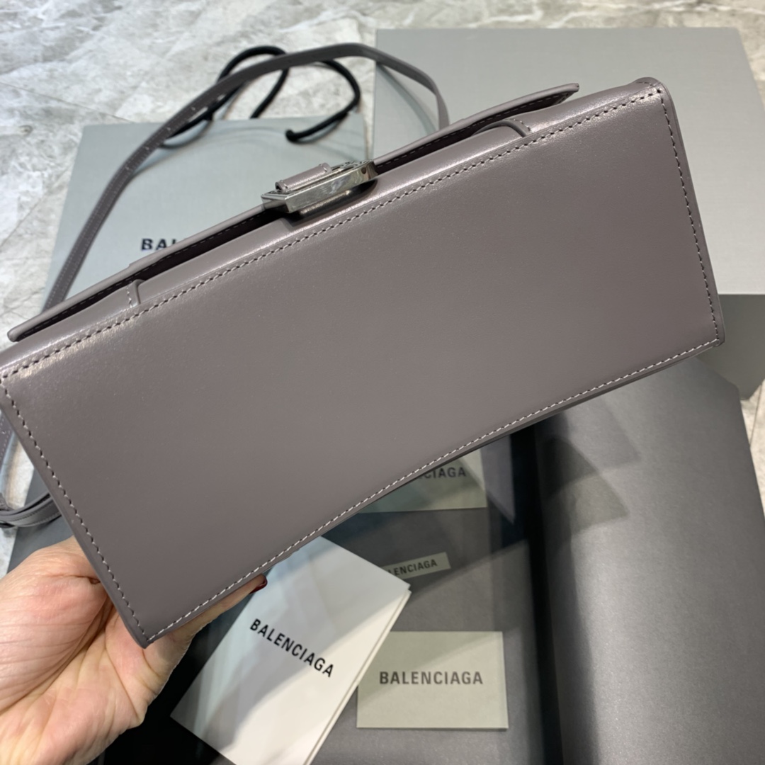 Balenciaga Hourglass 23cm Chain Bag in Shiny Box Calfskin Gray