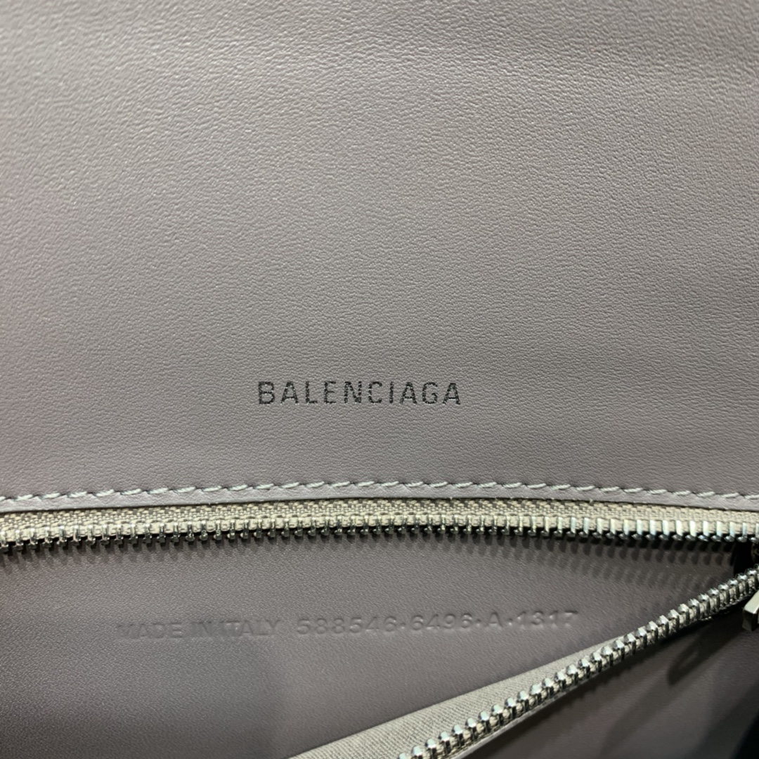 Balenciaga Hourglass 23cm Chain Bag in Shiny Box Calfskin Gray