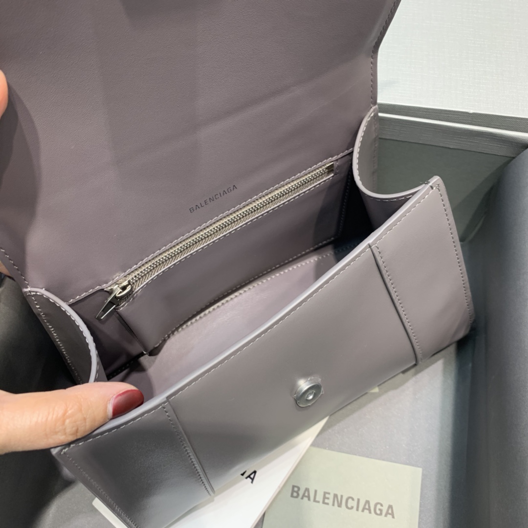 Balenciaga Hourglass 23cm Chain Bag in Shiny Box Calfskin Gray