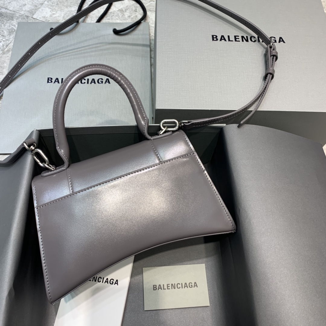 Balenciaga Hourglass 23cm Chain Bag in Shiny Box Calfskin Gray