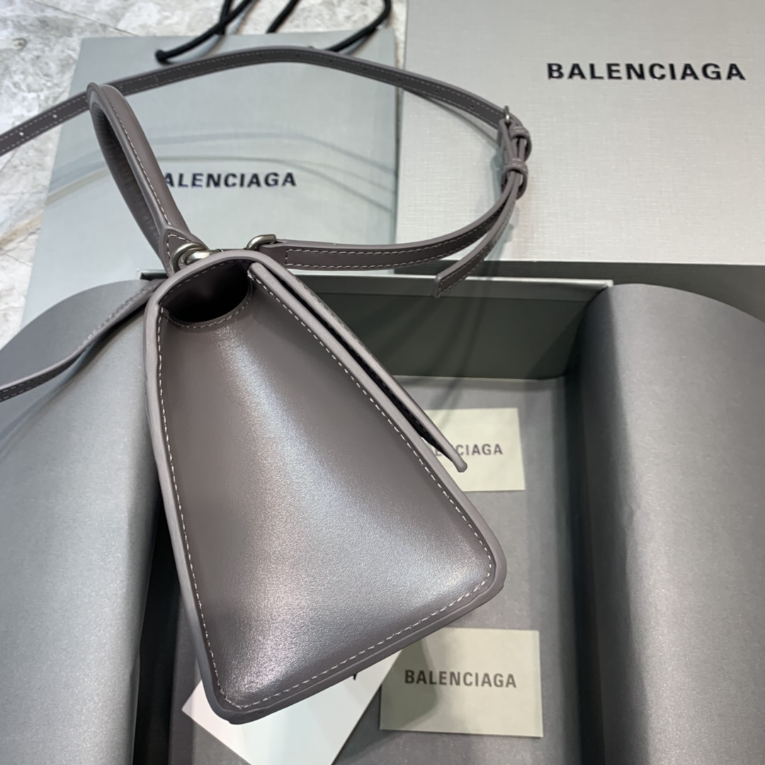 Balenciaga Hourglass 23cm Chain Bag in Shiny Box Calfskin Gray