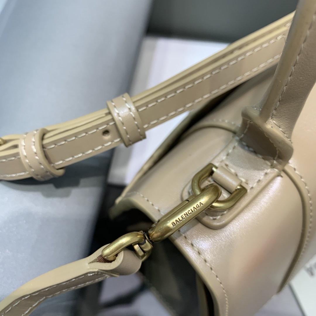 Balenciaga Hourglass 23cm Chain Bag in Shiny Box Calfskin Nude