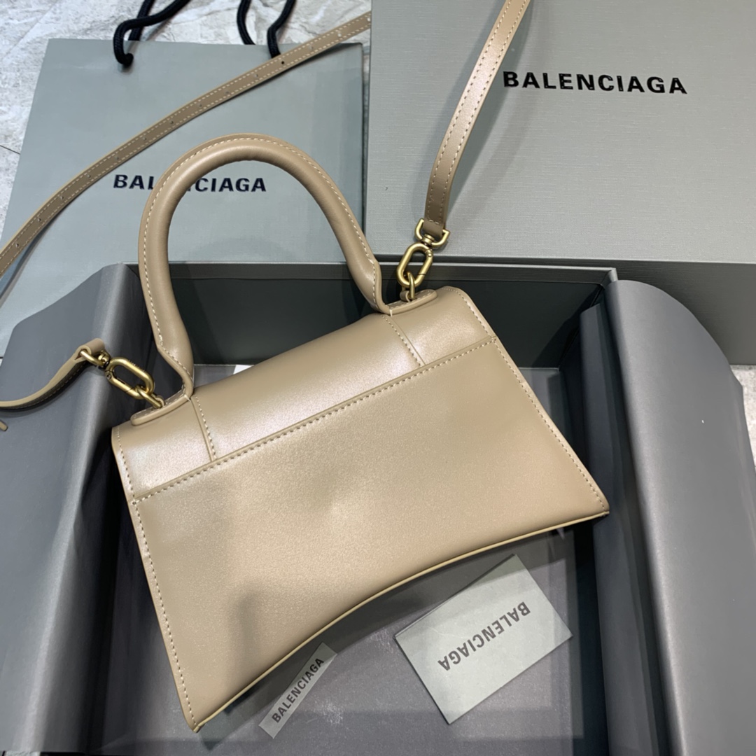 Balenciaga Hourglass 23cm Chain Bag in Shiny Box Calfskin Nude