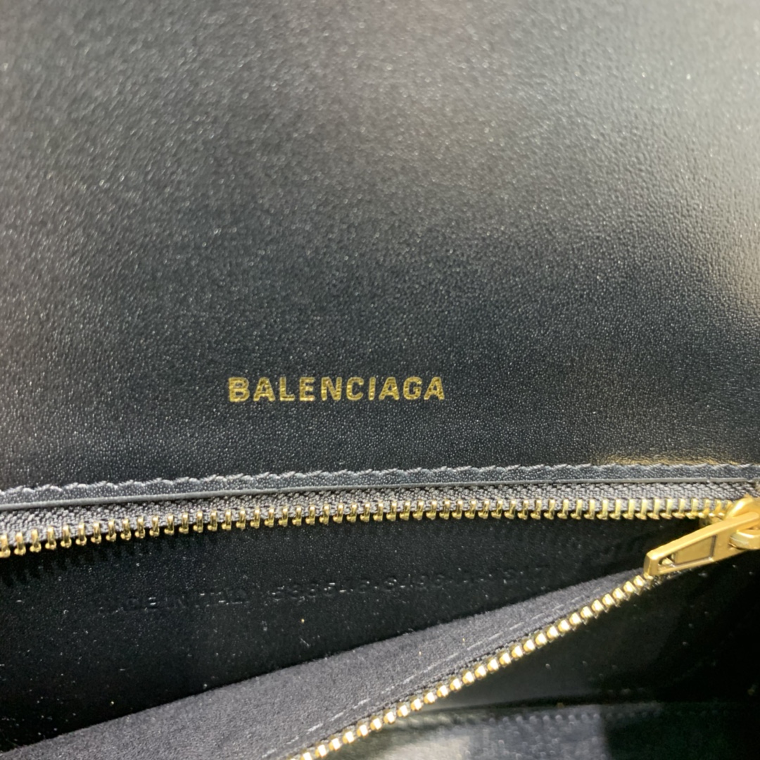 Balenciaga Hourglass 23cm Chain Bag in Shiny Crocodile Embossed Leather Gold