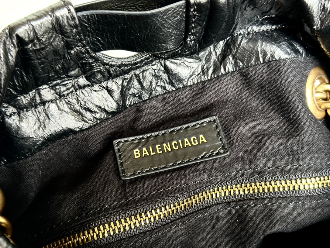 Balenciaga Small Women Crush Tote Bag in Black crushed Calfskin