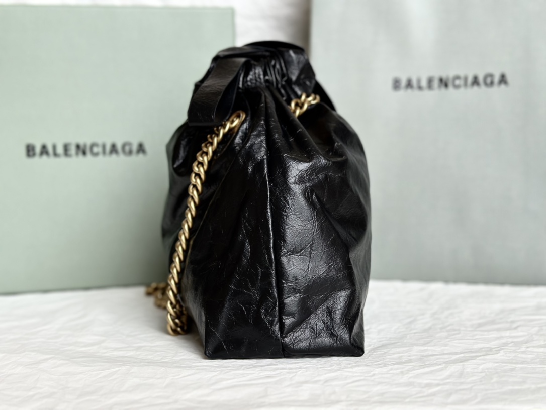 Balenciaga Small Women Crush Tote Bag in Black crushed Calfskin