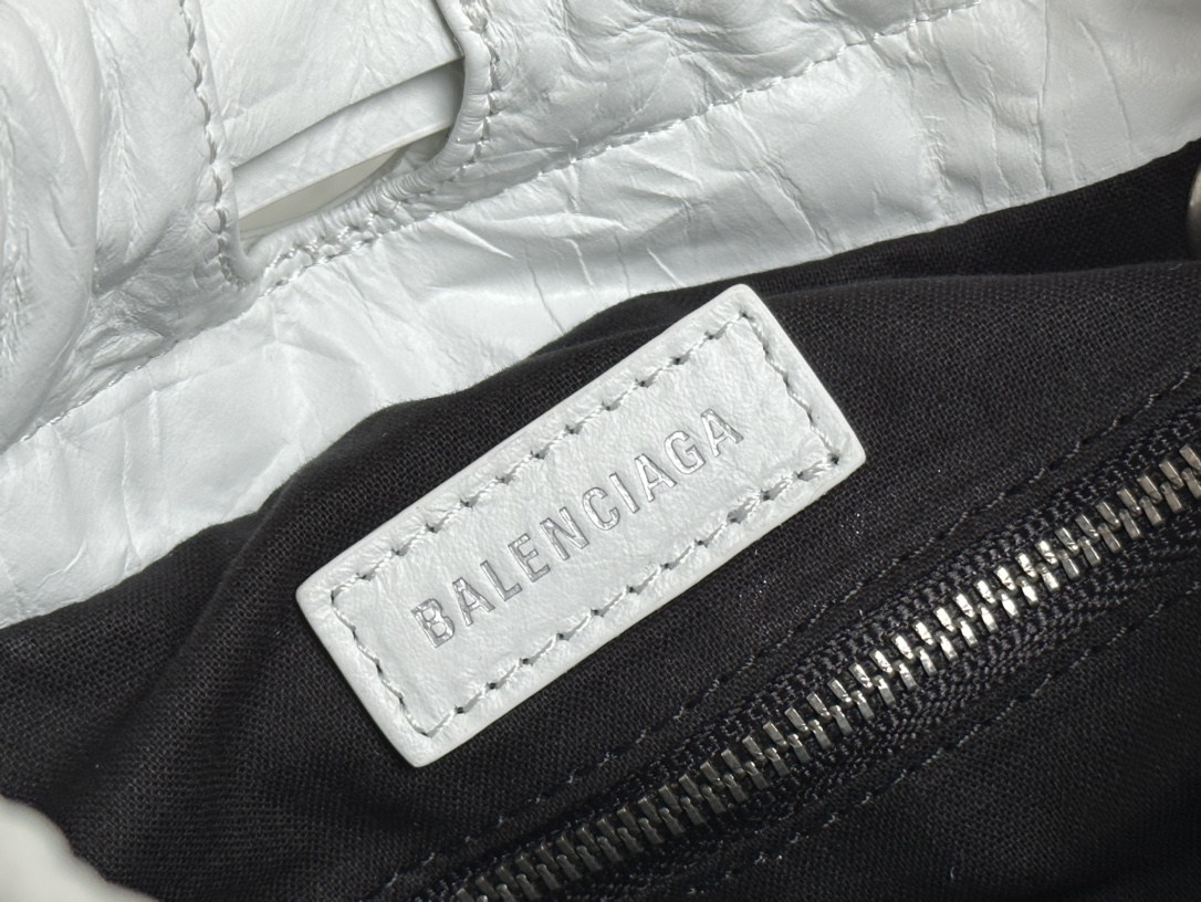 Balenciaga Small Women Crush Tote Bag in White crushed Calfskin
