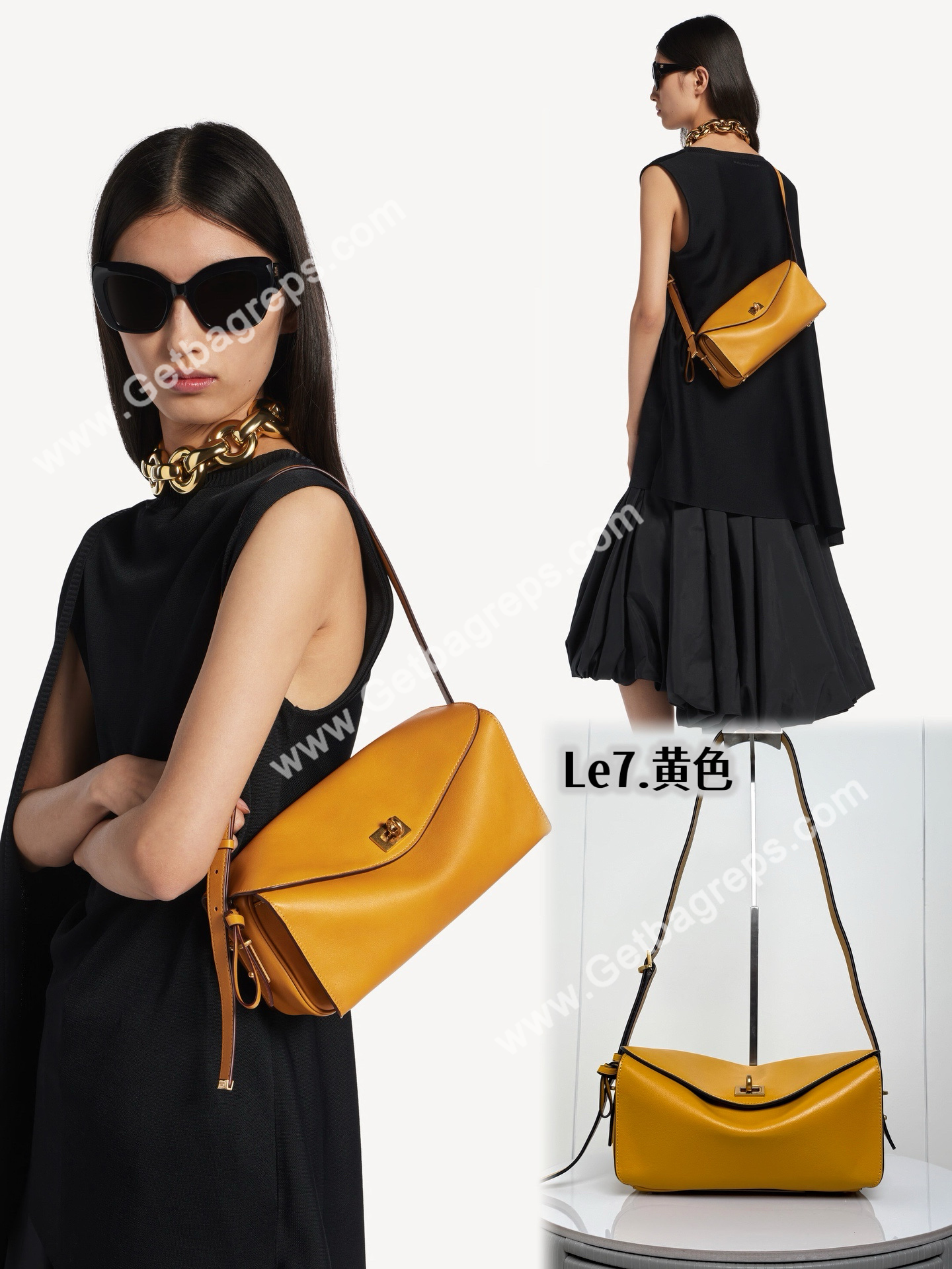 Balenciaga Womens Le 7 Shoulder Bag Medium in Yellow