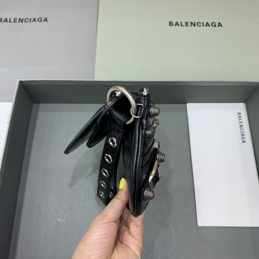 Balenciage Cagole Mini Multipouch in Black Arena Lambskin