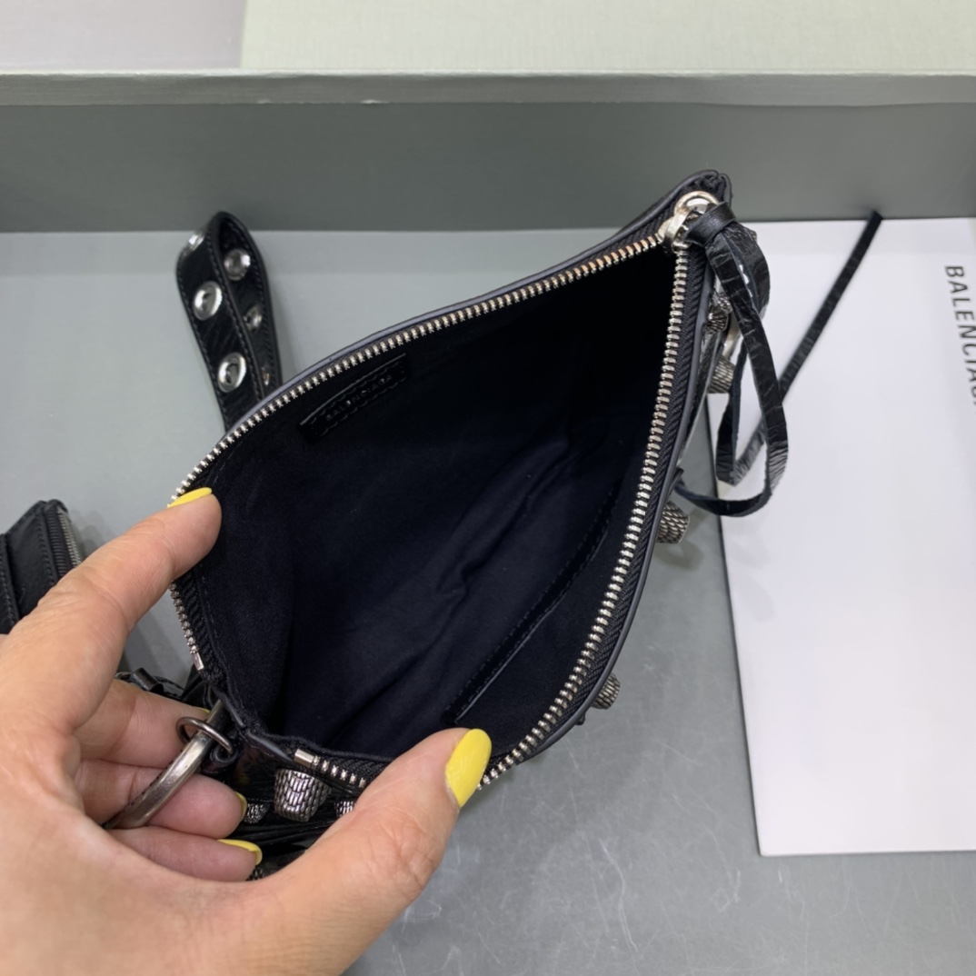 Balenciage Cagole Mini Multipouch in Black Arena Lambskin