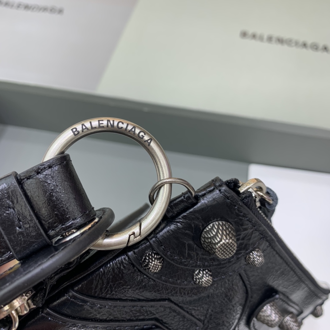 Balenciage Cagole Mini Multipouch in Black Arena Lambskin