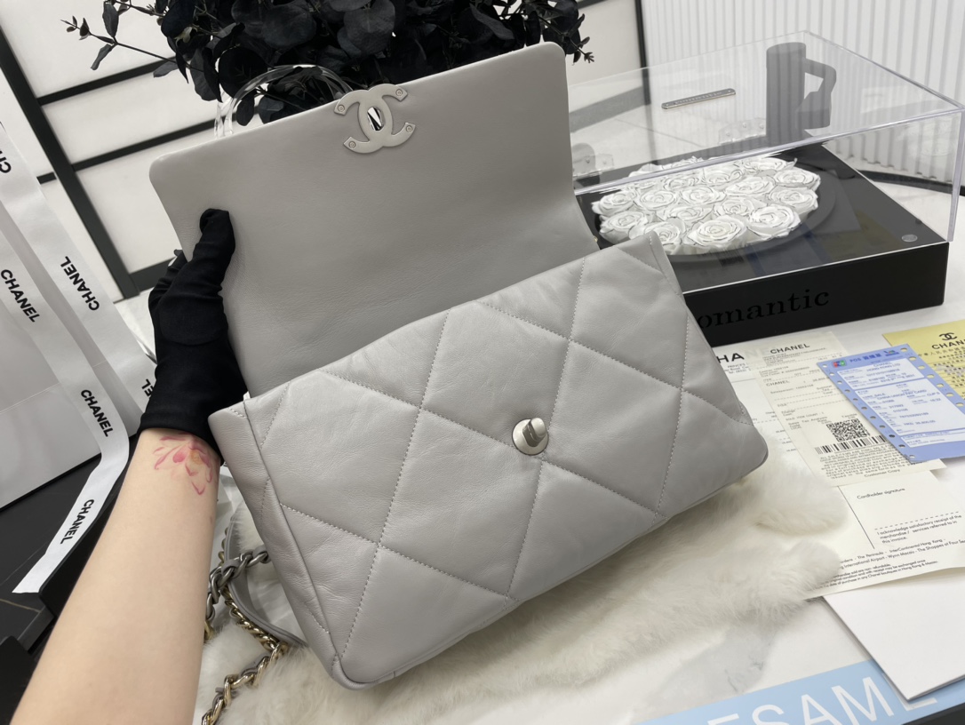 Best Gift Replica Chanel 19 Handbag 30cm Gray Lambskin