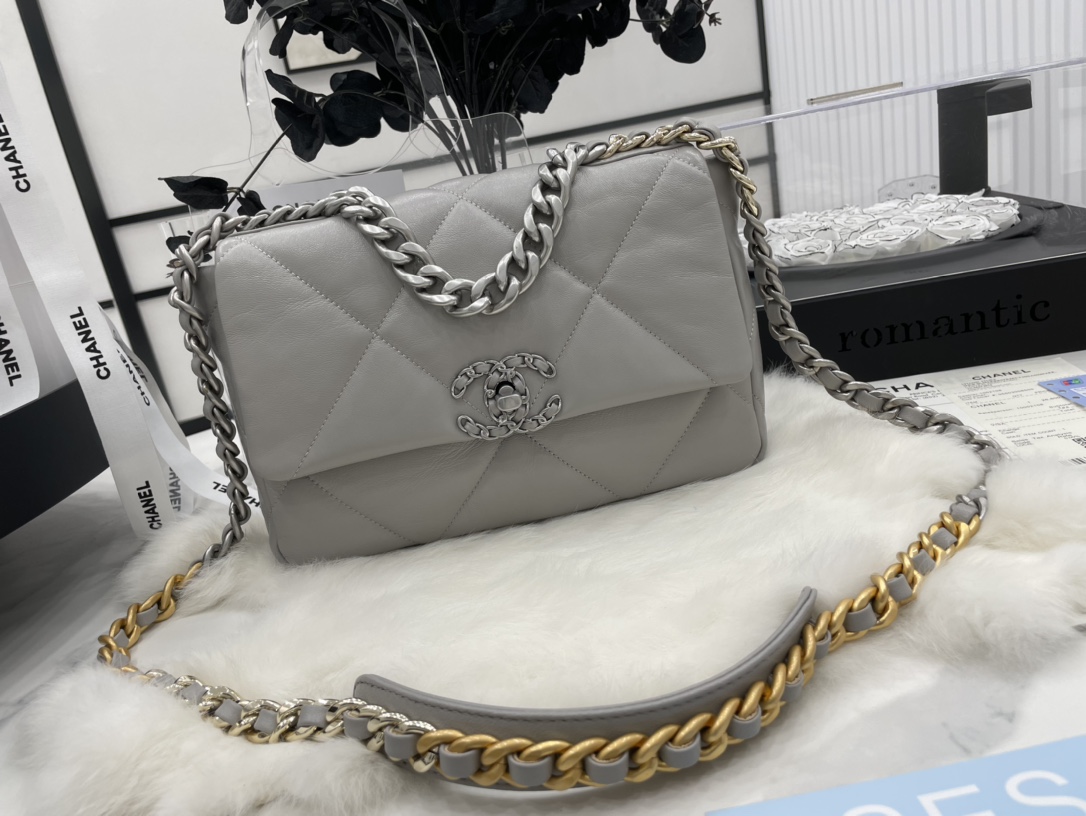 Best Gift Replica Chanel 19 Handbag Lambskin 26cm Gray