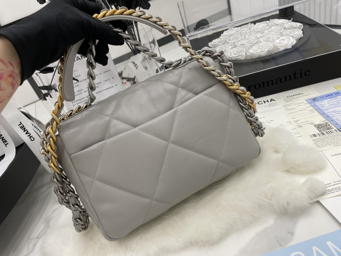 Best Gift Replica Chanel 19 Handbag Lambskin 26cm Gray