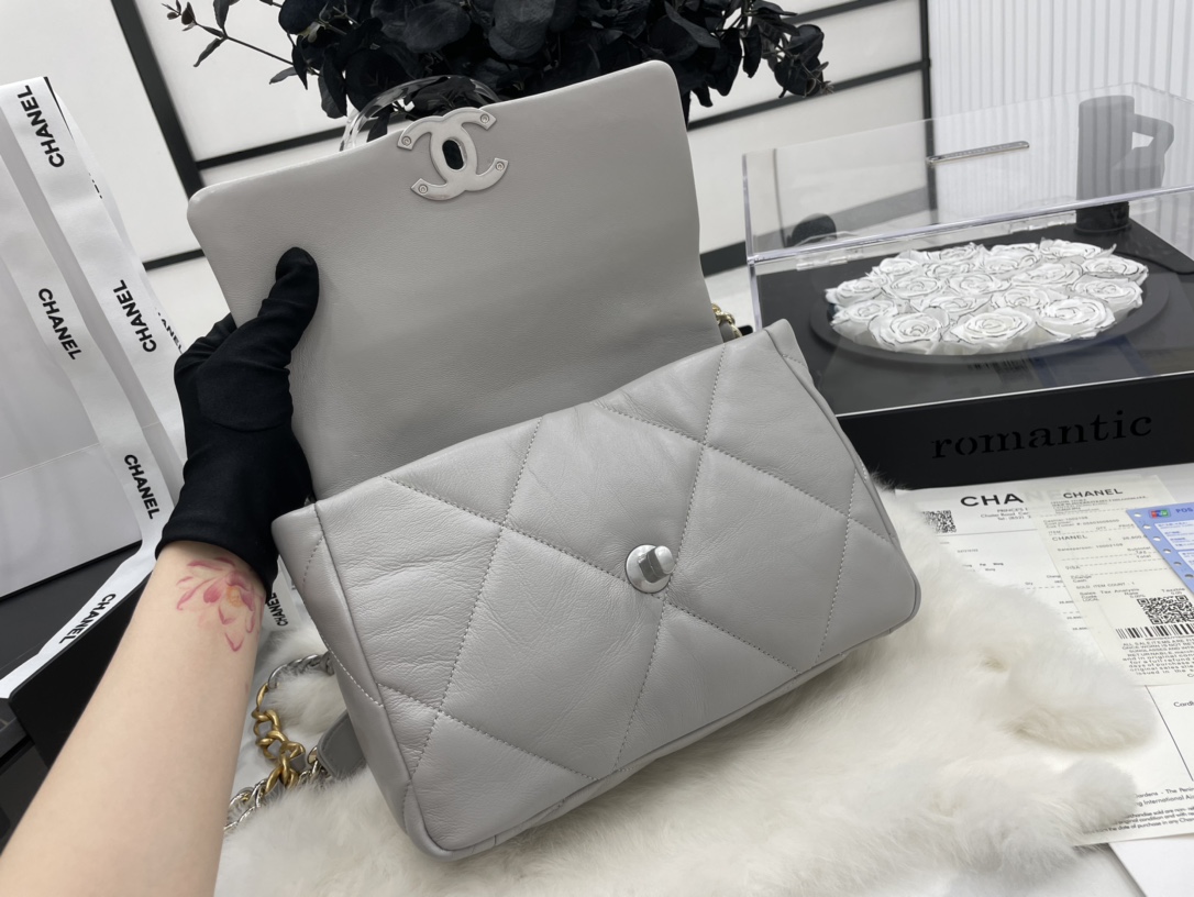 Best Gift Replica Chanel 19 Handbag Lambskin 26cm Gray