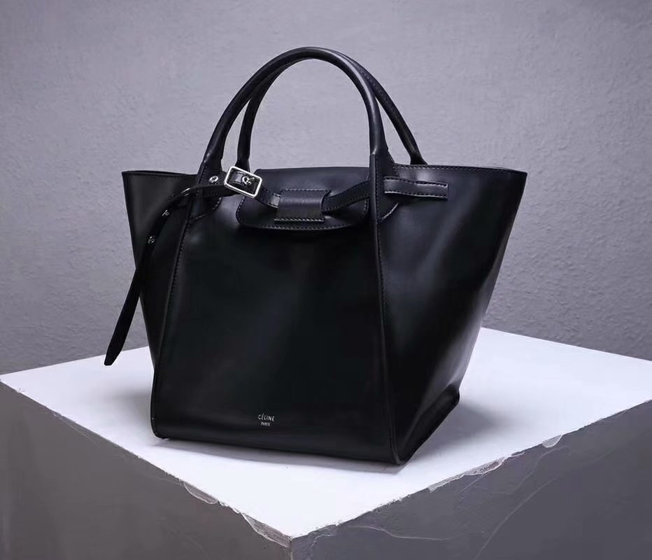 Best Price Celine Small Big Bag With Long Strap In Supple Grained Calfskin Black