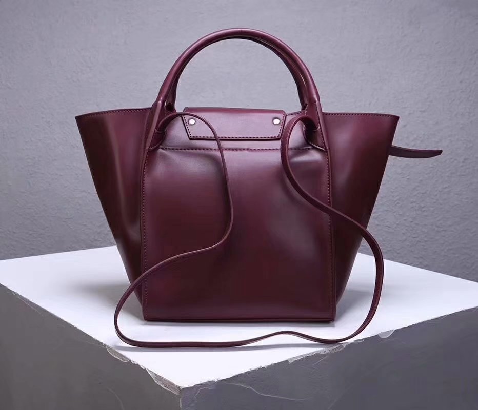 Best Price Celine Small Big Bag With Long Strap In Supple Grained Calfskin Dark Red