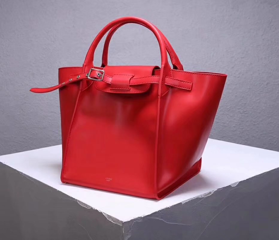 Best Price Celine Small Big Bag With Long Strap In Supple Grained Calfskin Red