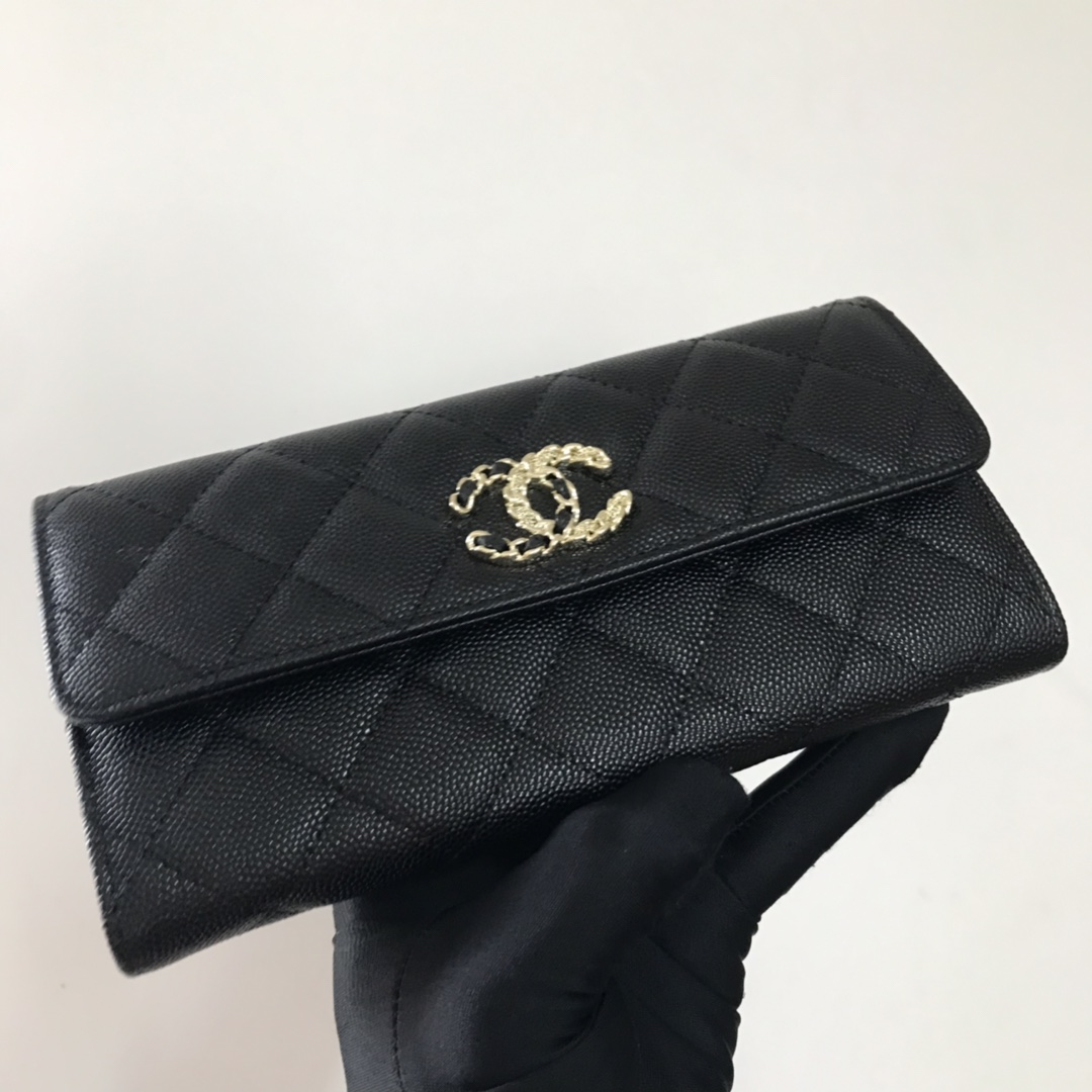 Best Price Chanel Wallet 1849-1 Grained Calfskin Black